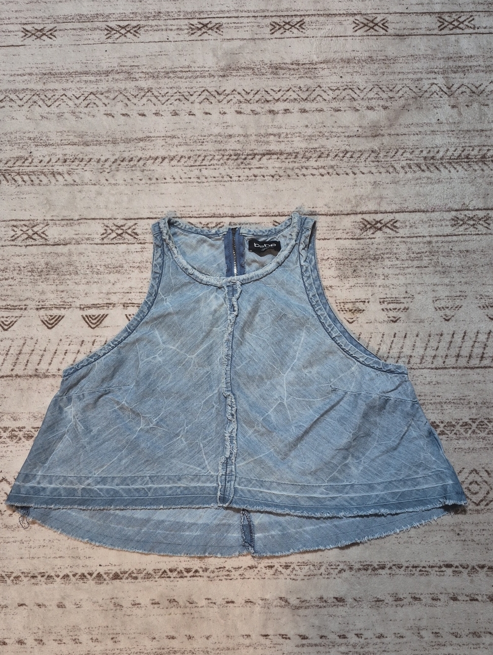 bebe Light Wash Denim Crop Tank